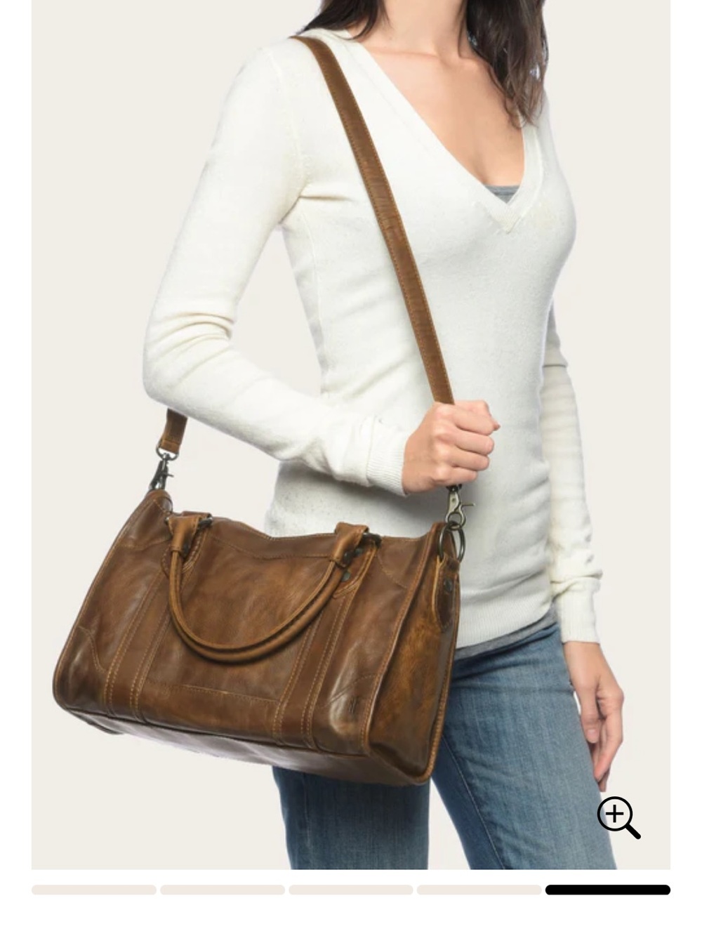 FRYE MELISSA SATCHEL BROWN LEATHER SHOULDER TOTE CROSSBODY - Picture 4 of 13